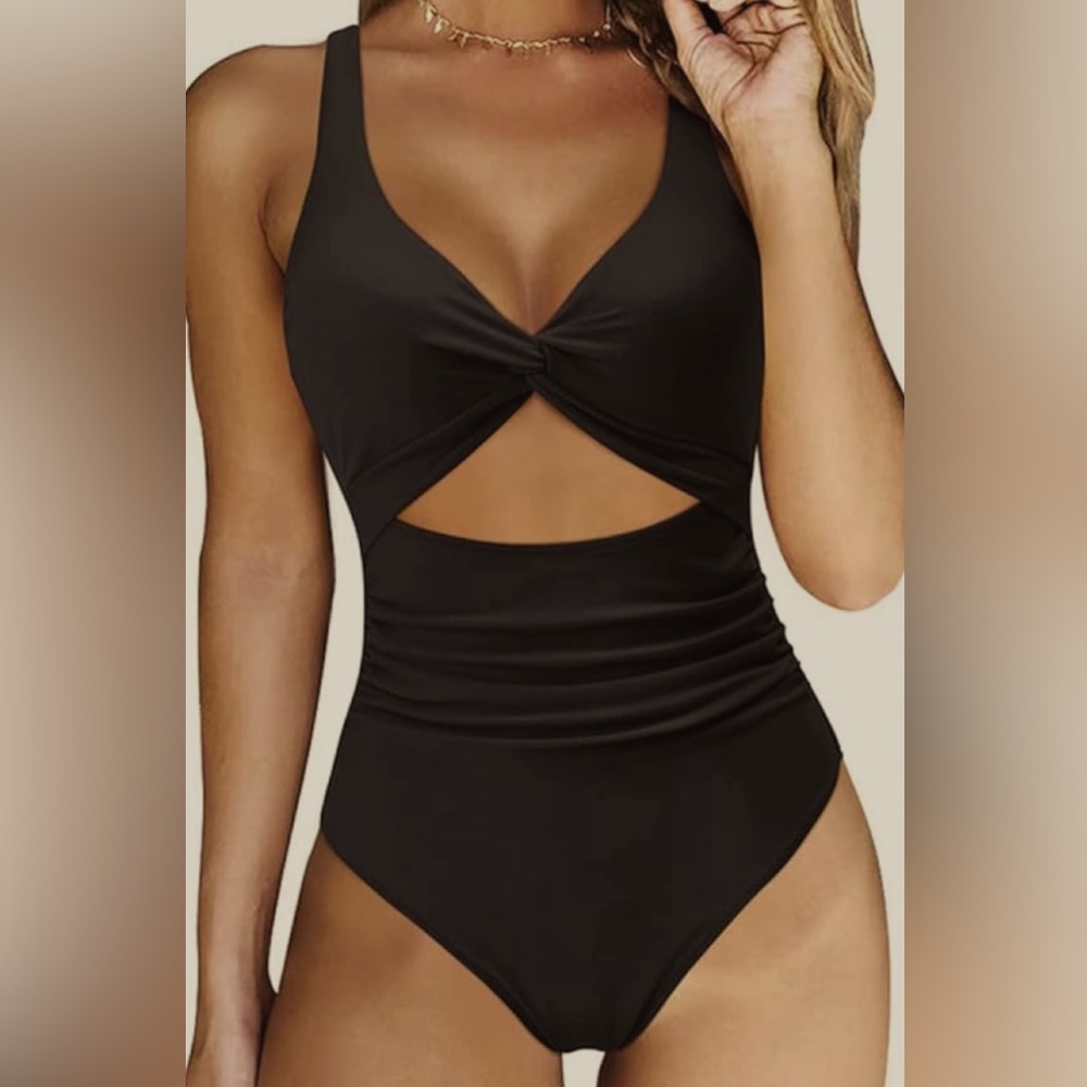 NWOT RXRXCOCO Women Cutout One Piece Swimsuit Tummy ControlTie Front